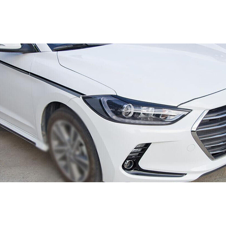 for Hyundai for Elantra 2017-18 Gloss Black Front Headlight Lamp Eyebrow Strip Trim