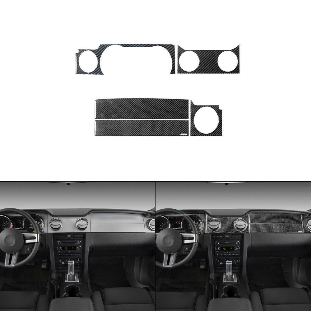 5Pcs Carbon Fiber Console Panel Decorative Cover Trim for Ford for Mustang 2005-2009