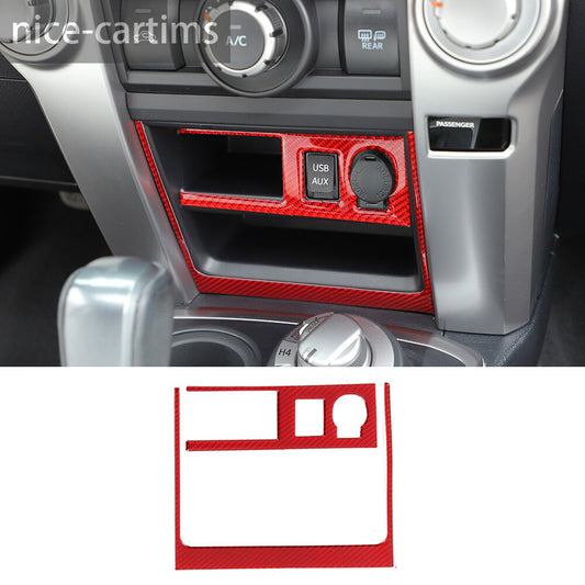 Red Carbon Fiber Cigarette Lighter Panel Decor Trim For Toyot@ 4Runner 2010-2023