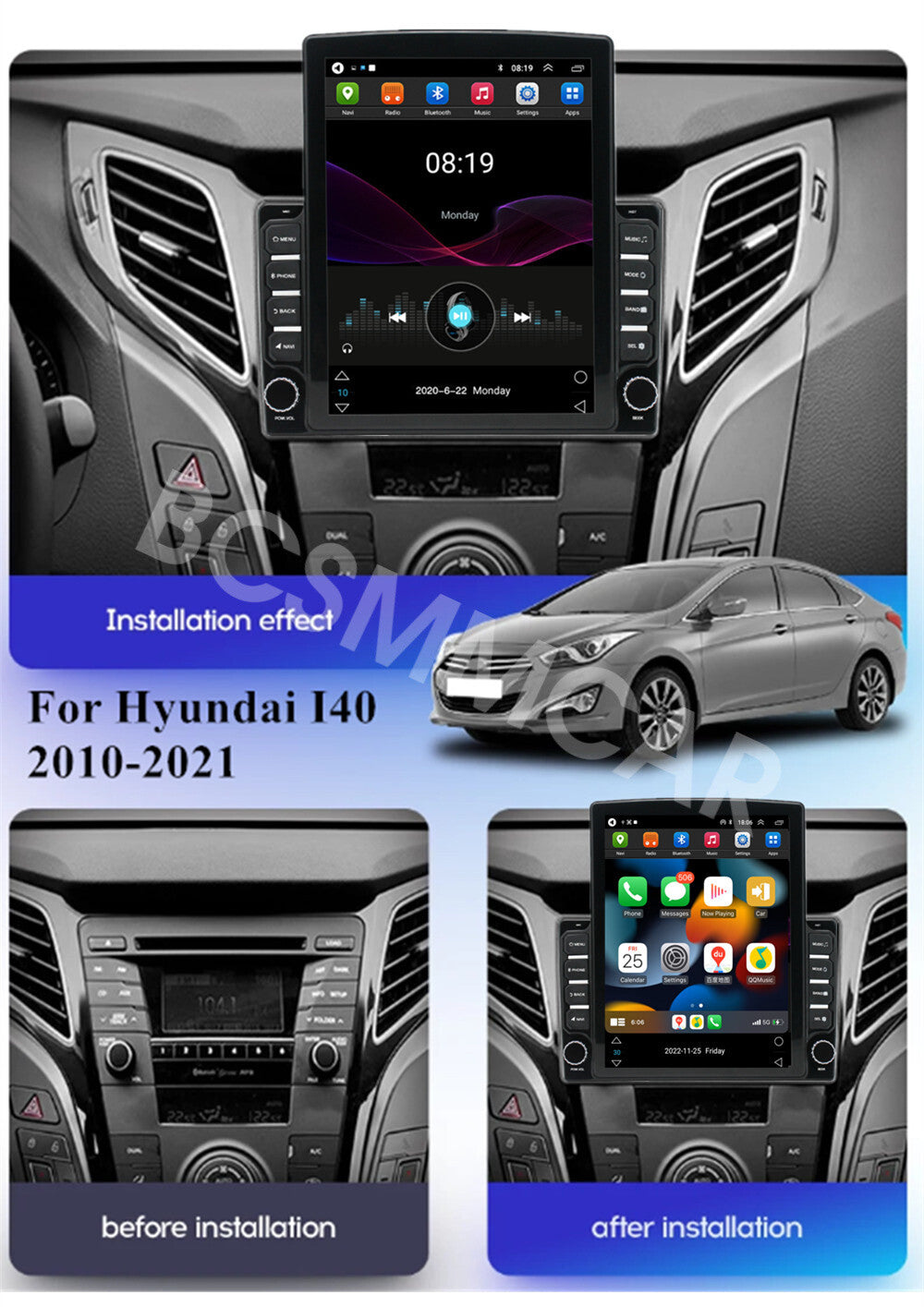 9.7in Android 13 Car GPS Wifi Stereo Radio 4+32G Fit for Hyundai I40 2010-2021