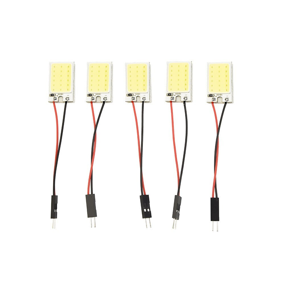 5 White COB 18-LED 12V Plate Dome Car Interior Light Bulb Festoon Adapter