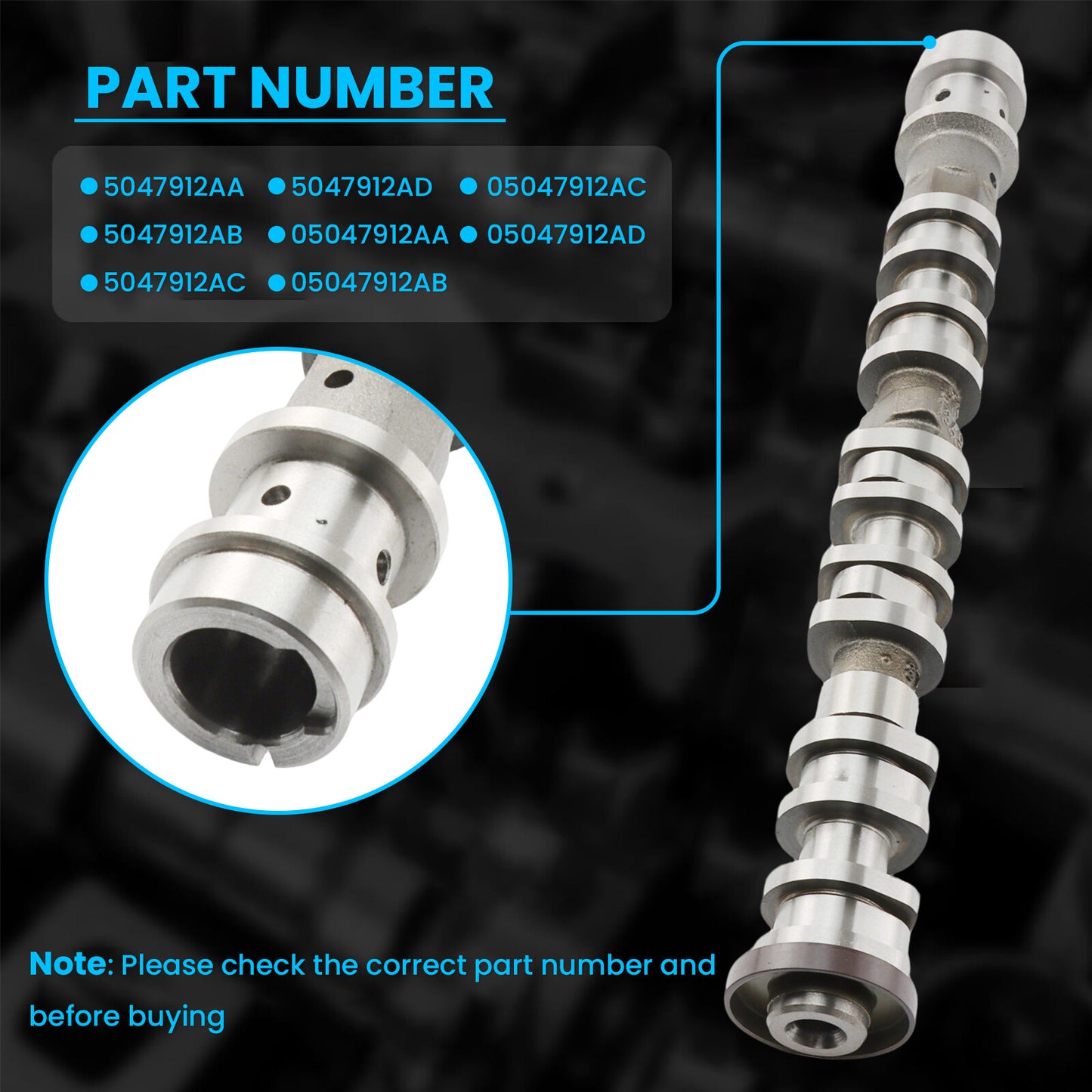New Intake Engine Camshaft Left Side for Chrysler for Dodge for Jeep for Ram 3.6L 5047912AD