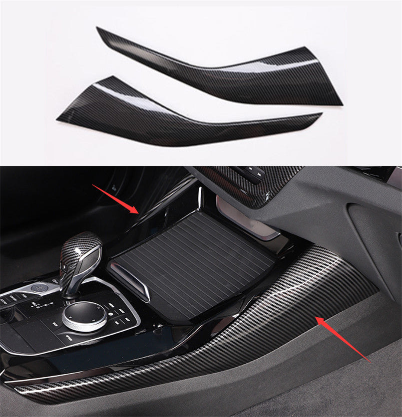 for BMW X3 X4 2022 ABS Carbon Style Inner Middle Console Both Side Cover Trim 2P