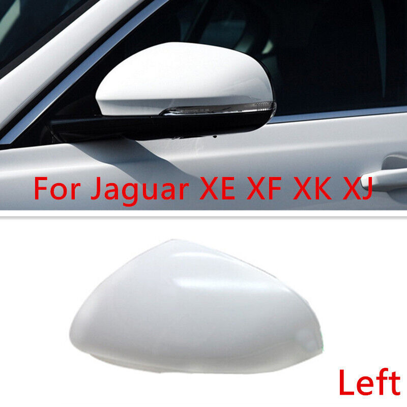 White Left Side Rearview Door Mirror Cover Shell Cap Fit for Jaguar XE XF XK XJ