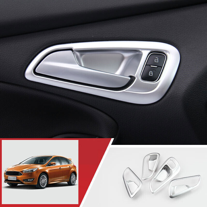 ABS Matte Silver Interior Door Bowl Frame Cover Trim 4P For 2015-2018 for Ford Focus