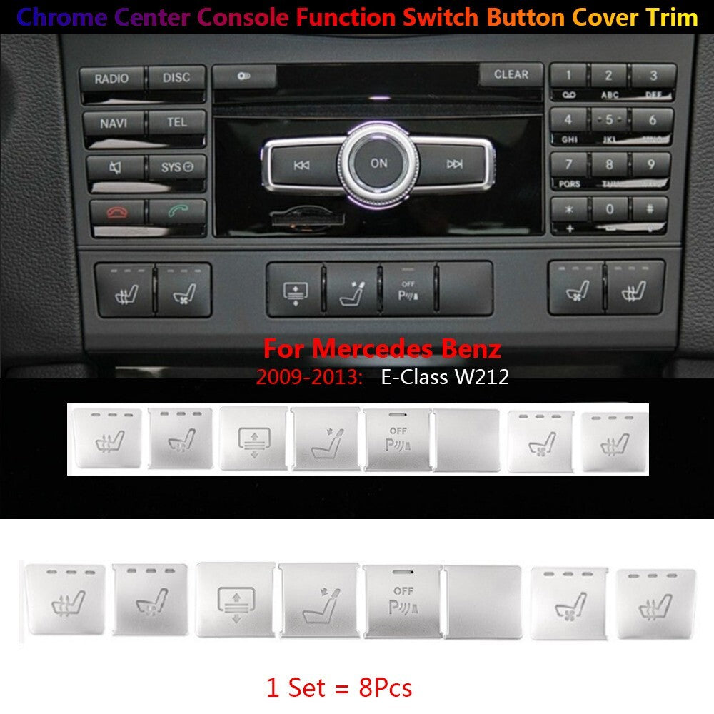 8x for Mercedes-Benz W212 Car Center Console CD Panel Function Switch Cover Trim