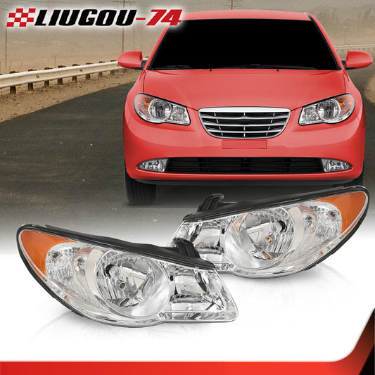 Transparent lens suitable for 2007, 2008, 2009, and 2010 for Hyundai for Elantra chrome headlight assemblies.