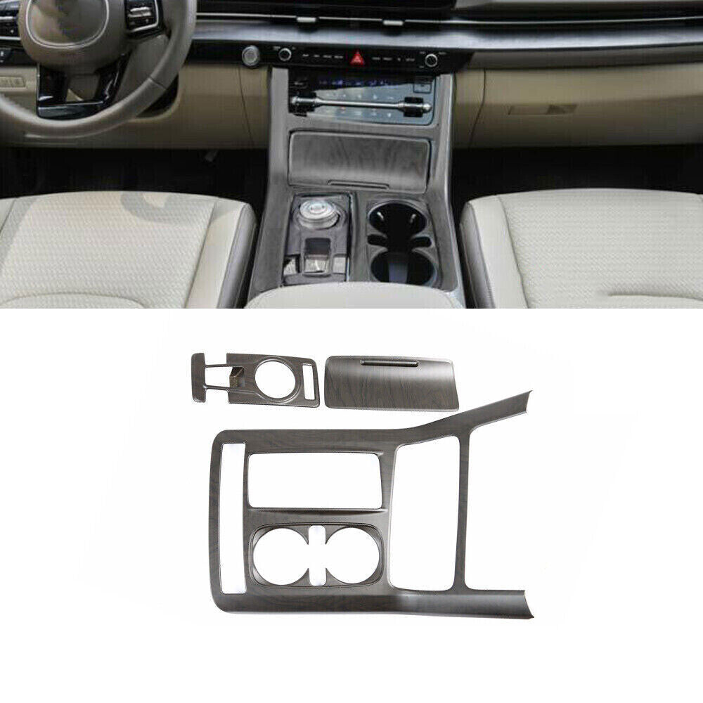 for Kia Carnival 22-23 Wood Grain ABS Central Gear Shift Box Panel Frame Cover3