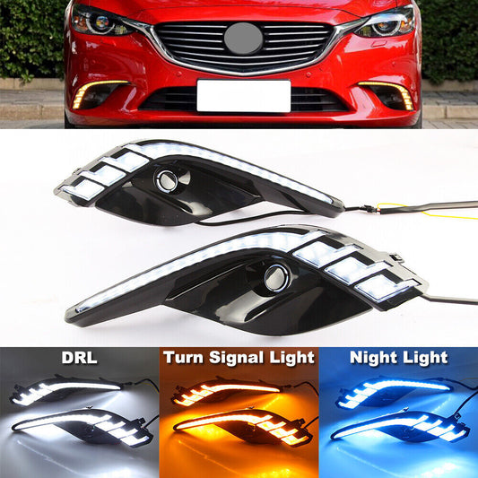 LED DRL for Mazda 6 Atenza 2017 2018 Daytime Running Fog Light With Turn Signal