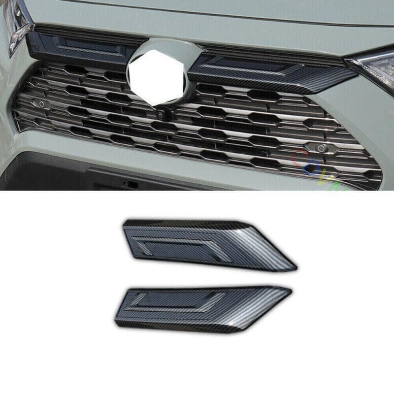 for Toyota RAV4 19-2023 Carbon Fiber Front Center Hood Grille Grill Strip Trims