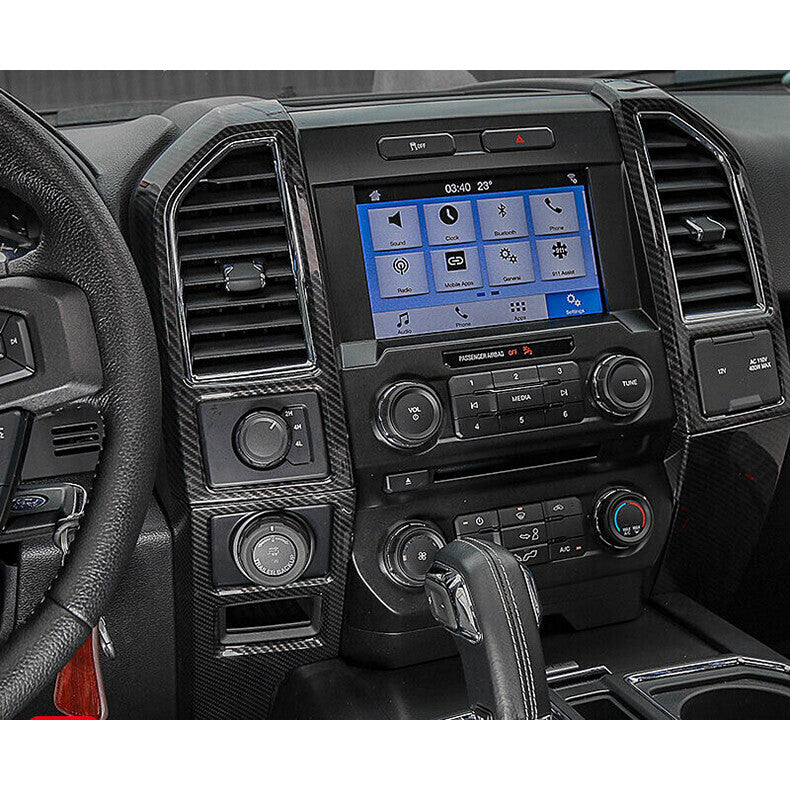 for Ford F150 2015-2020 Carbon Fiber Central Console Air Outlet Vent frame Trim
