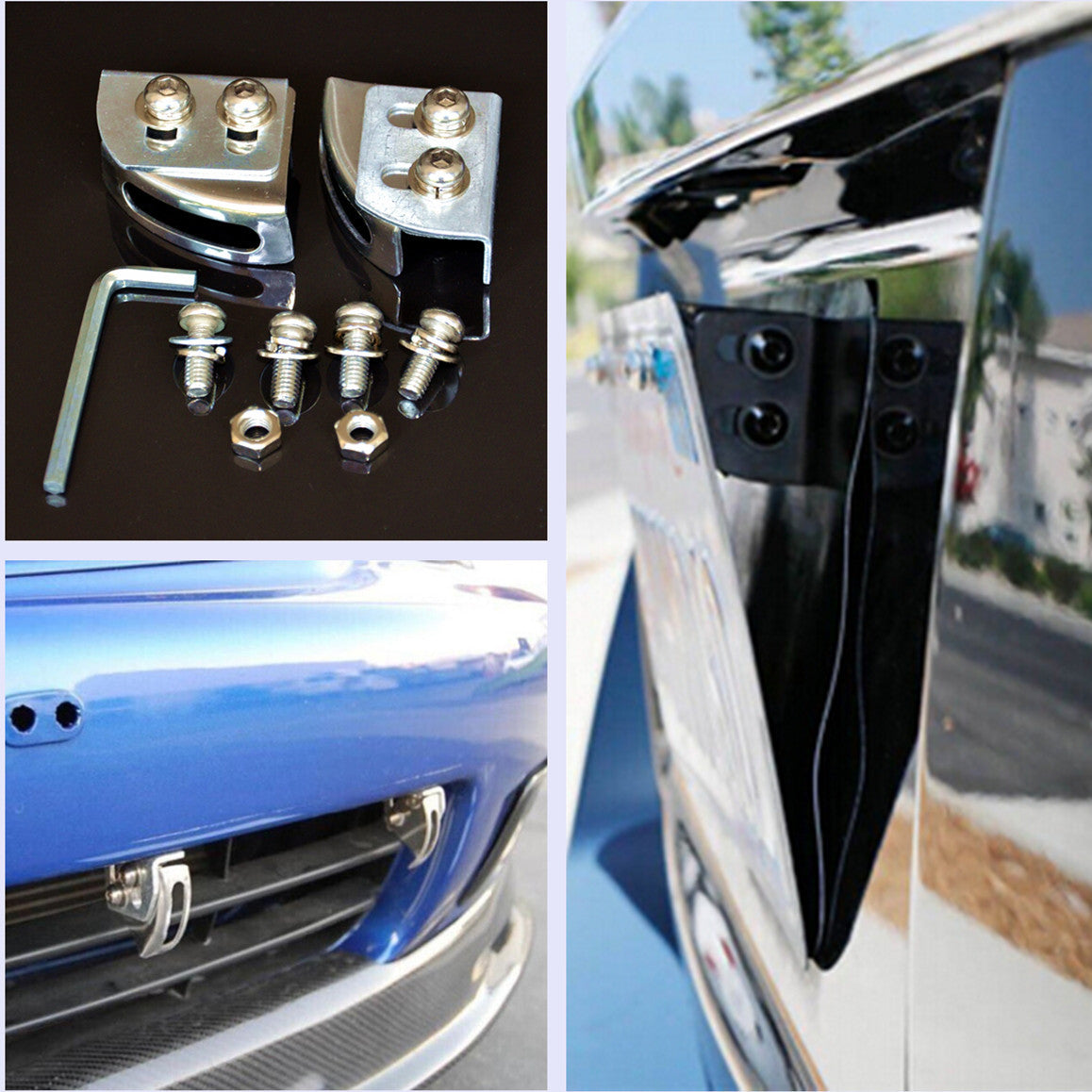 Car Suv License Plate Relocator Bracket Holder W Angle Adjustable For Hellaflush