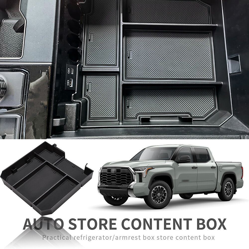 For 2022 2023 for Toyota Tundra Center Console Tray Interior Armrest Storage Box