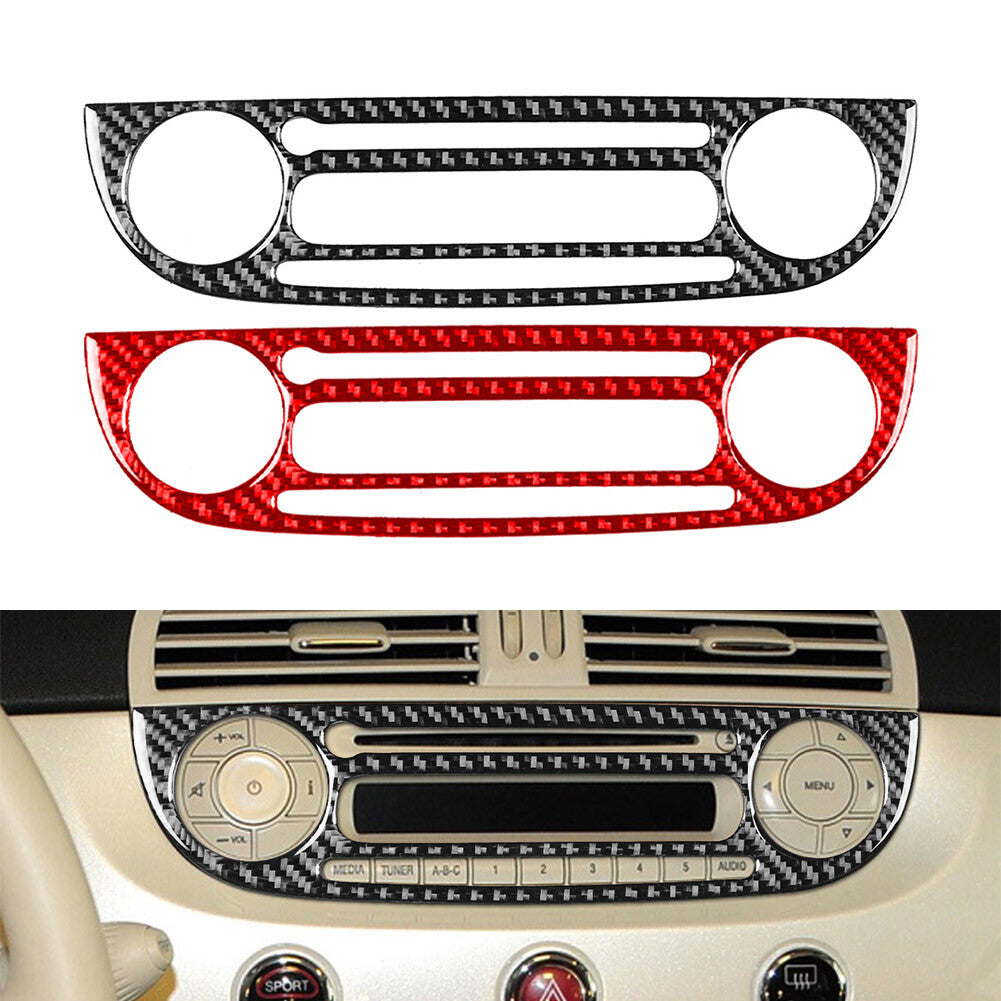 Carbon Fiber Radio CD Player Adjust Control Panel Cover for Fiat 500 2012-2015