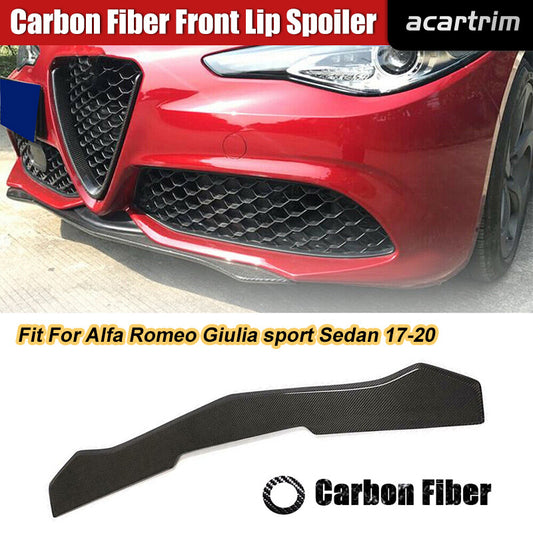 Fits for Alfa Romeo Giulia Sport Sedan 17-20 Real Carbon Front Bumper Lip Spoiler