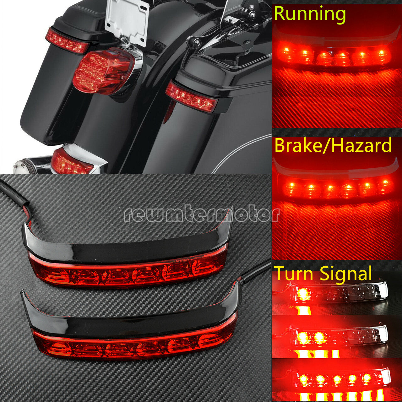 Saddlebag Running/Following Turn Signal/Brake/Hazard Flash Light Fit for Harley