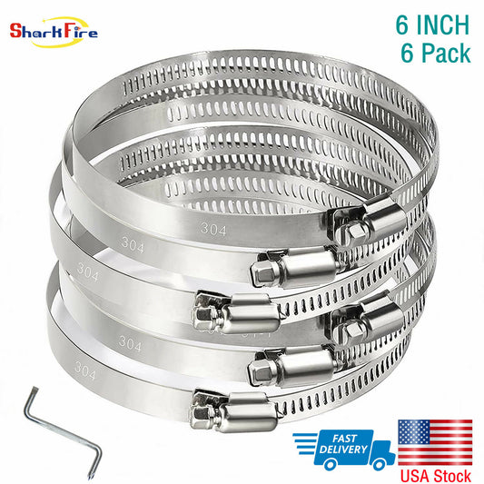 6-inch screw worm drive hose clamp 304 stainless steel hose ring clamp