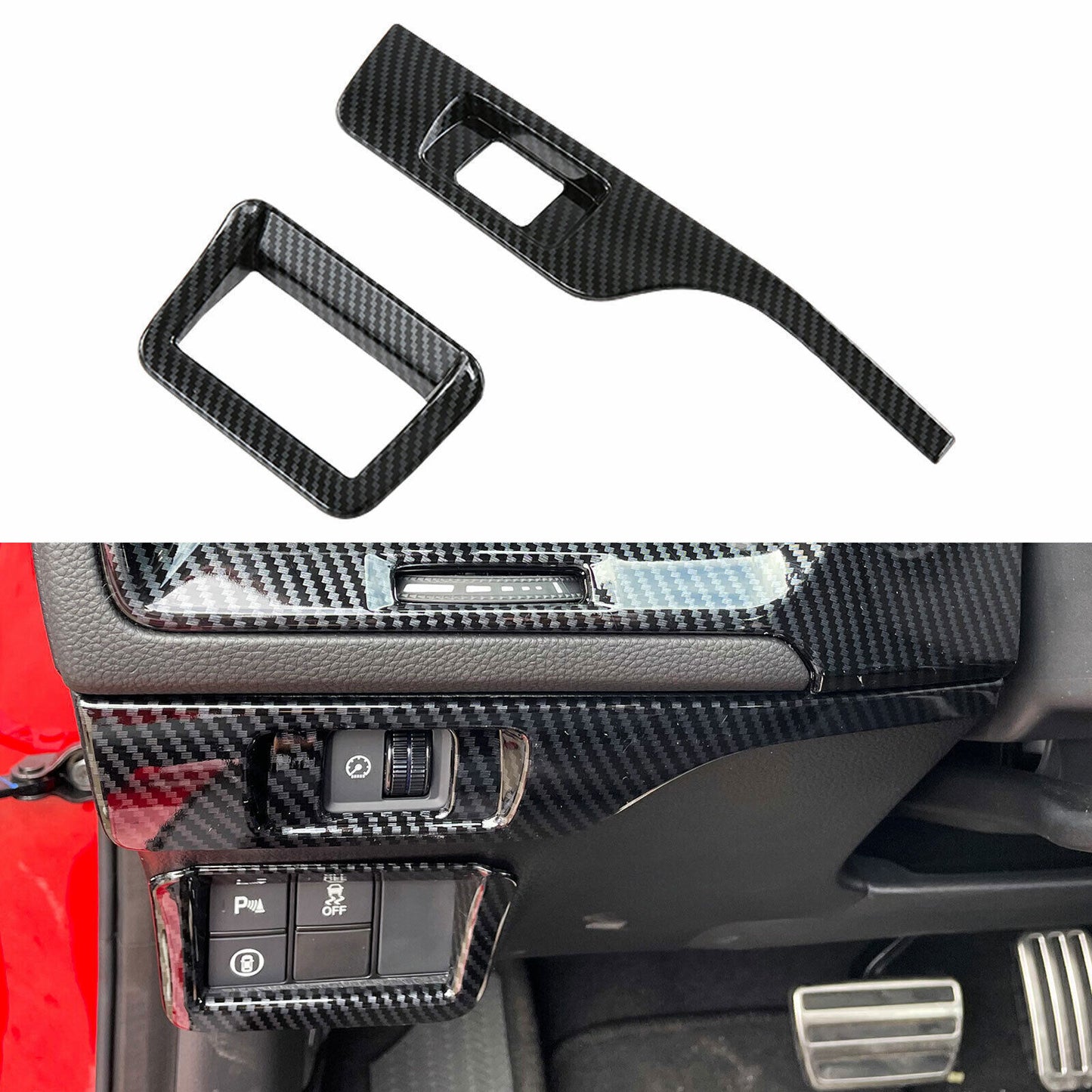 Carbon Fiber Look Headlight Button Cover Frame Trim for Honda for Civic 11th 2022-24