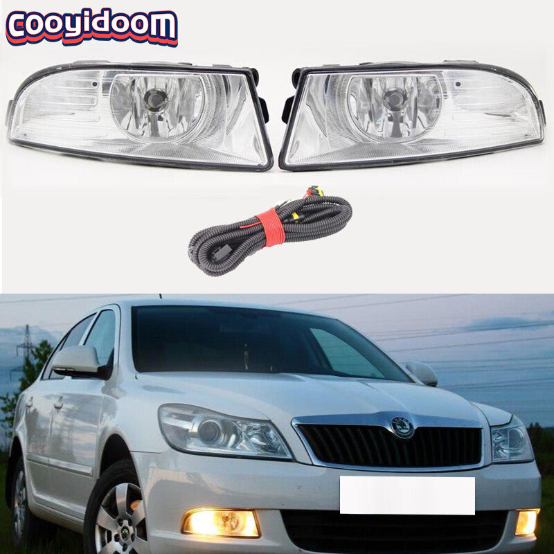 For 2009-13 for Skoda Octavia A5 A6 Pair Front Bumper Fog Lights With BulbsHarness
