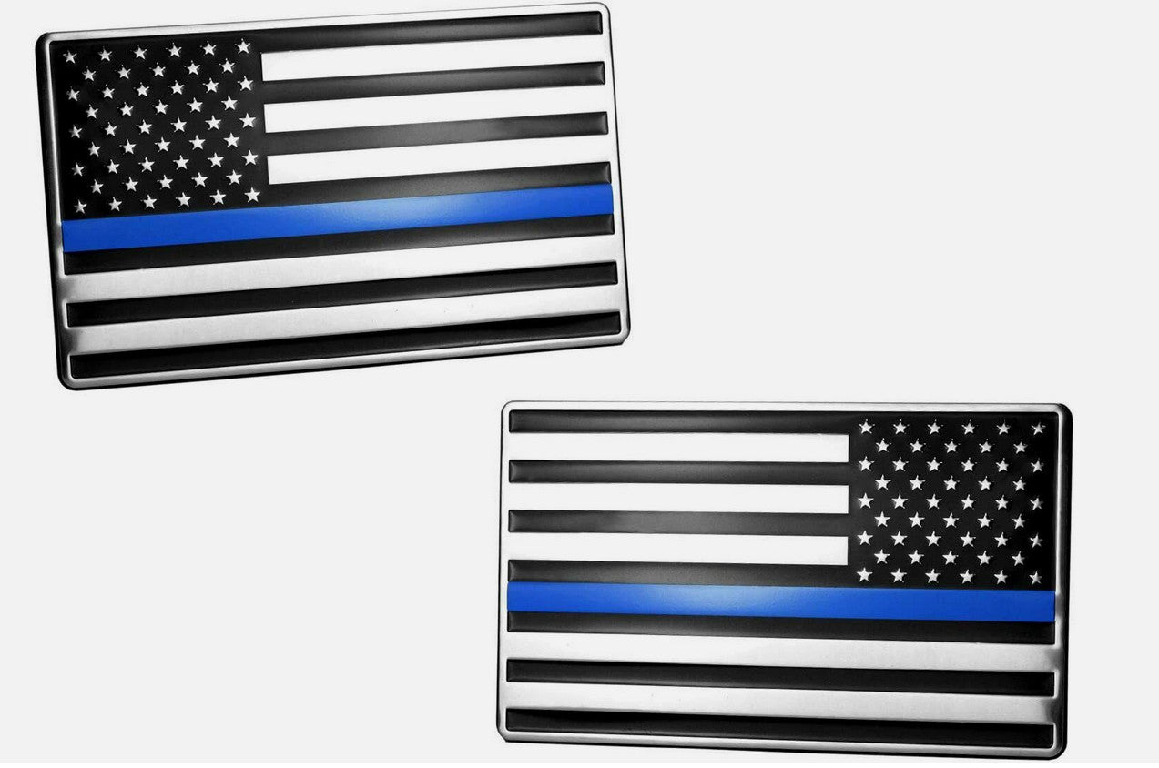 Car side fender rear boot badge decals, silver, black, and blue American flag, suitable for Audi .