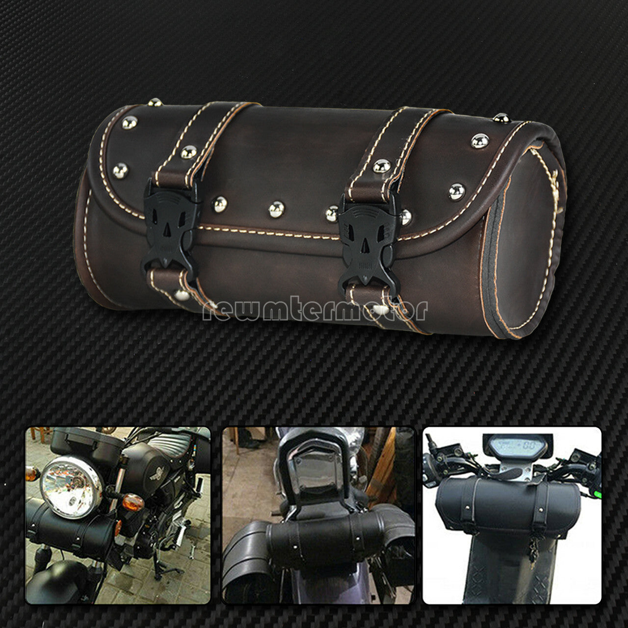 Motorcycle Saddlebag Storage Handlebar Bar Bag Roll Barrel Fit for Harley Models