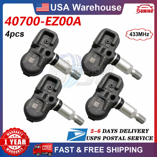 4-pack TPMS tire pressure sensors for Nissan Titan XD 2016-2021 433MHz 40700-EZ00A