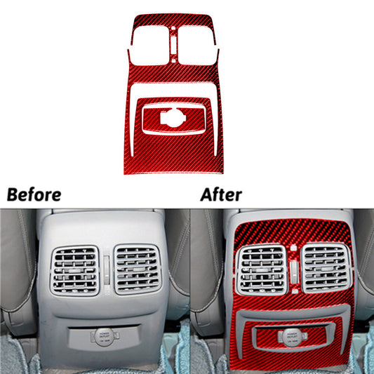 2Pcs Red Carbon Fiber Rear Center Console Cover Trim for Hyundai Azera 2006-2011