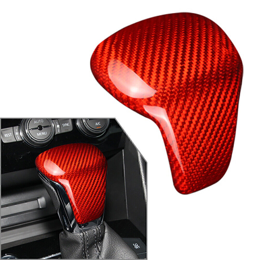 Carbon fiber red gear shift knob cover trim for Volkswagen for Tiguan 2017-2019