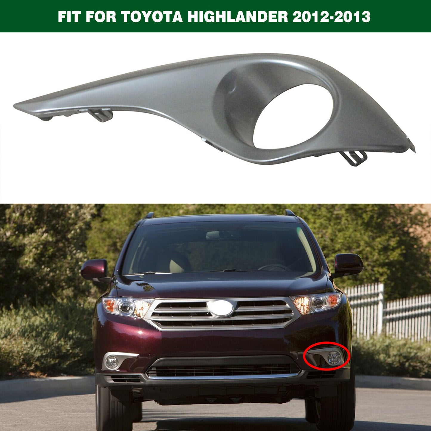 1pcs Driver Left Side Fog Light Lamp Bezel Cover for Toyota Highlander 2011-2013
