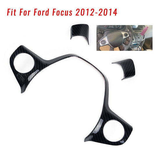 3 PCS Carbon Fiber Style Steering Wheel Cover Trim Fit for Ford Focus 2012-2014