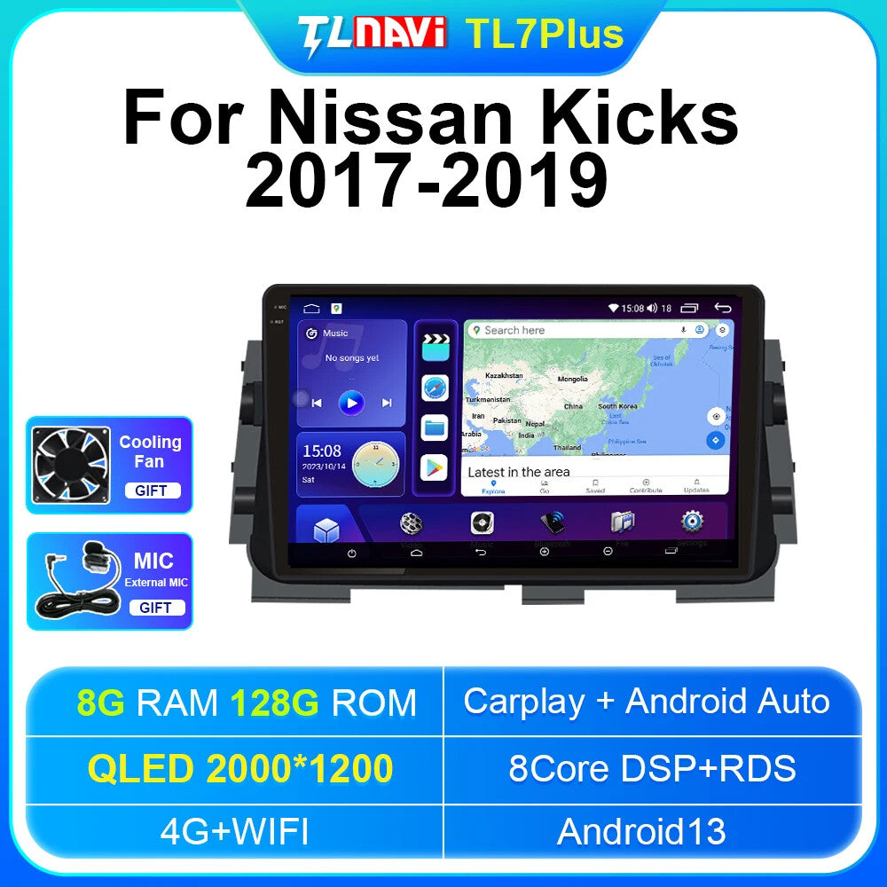 for Nissan Kicks 2017-2019 Car GPS Navi Multimedia Player Radio System Screen 4G