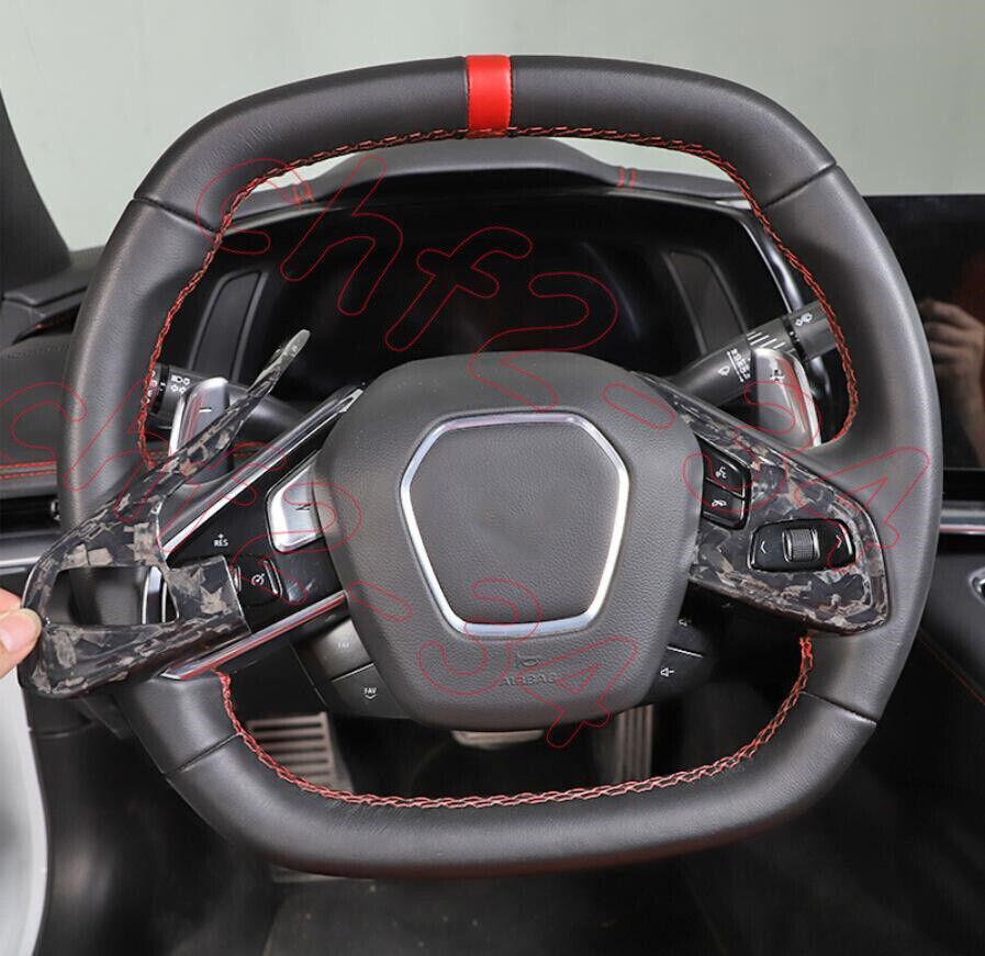 for Chevrolet for Corvette C8 2020-24 Carbon Fiber forging Steering Wheel Strip Trim