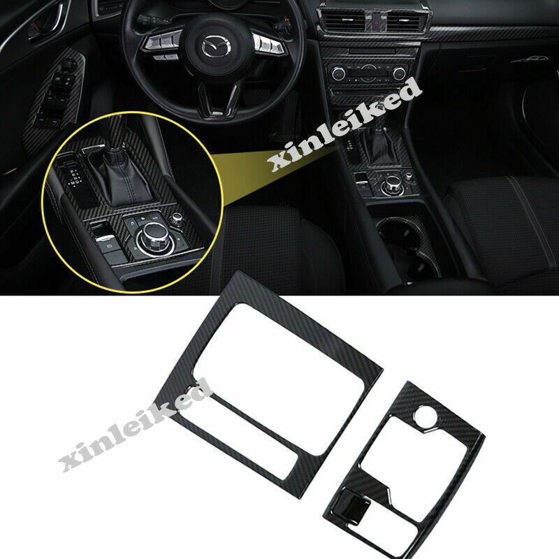 Carbon texture Inner Gear Shift Box Panel Cover Trim for Mazda 3 Axela 2017-2018
