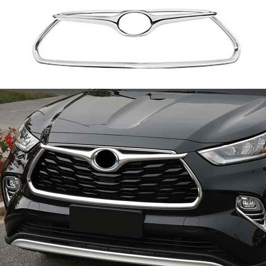Silver Front Bumper Center Hood Grill Strip Trim 2020-2024 for Toyota Highlander