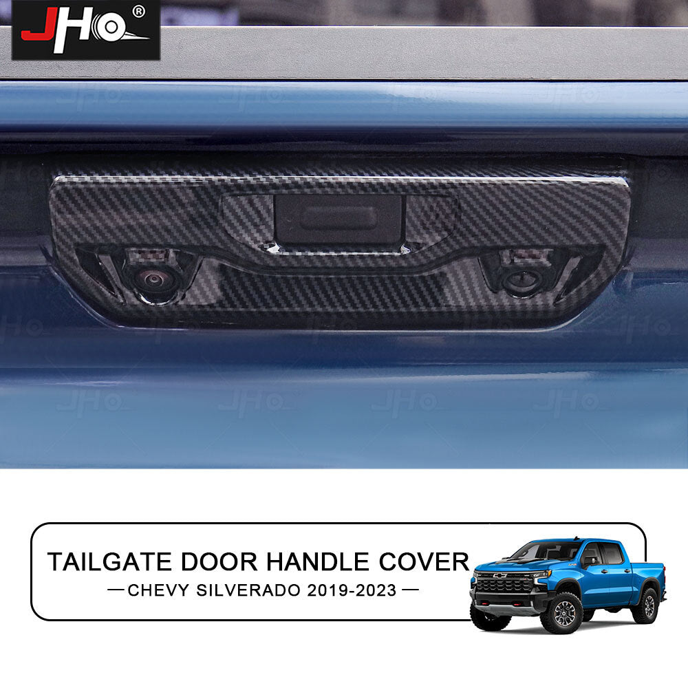 for Chevy Silverado 1500 2022+ ABS Carbon Fiber Tailgate Handle Cover Trim