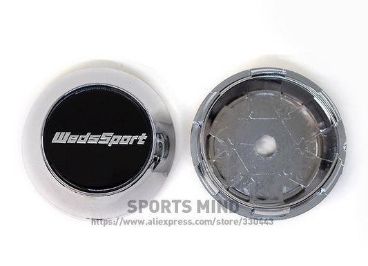 4x69mm Weds Sport Black Silver Decal Badge Wheel Center Cap Hub Cap Edge Cap
