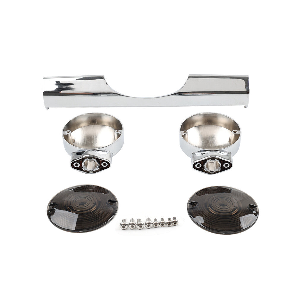 Chrome Rear Turn Signal Bar Housing Lens for Harley Road King FLHR Classic FLHRC