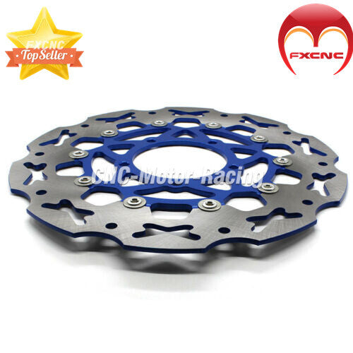 Suitable for Yamaha FZ16 CNC floating front brake disc rotor, blue and stainless steel blue