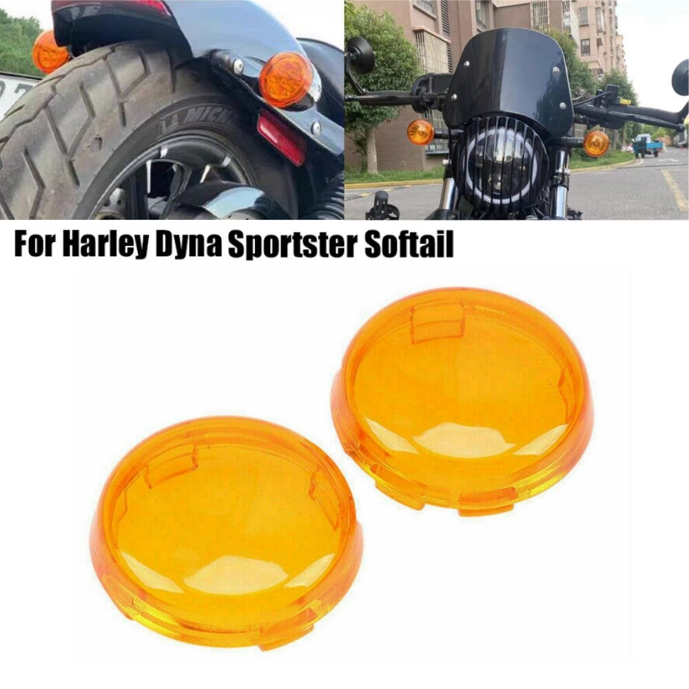 2x Orange Turn Signal Light Lenses Cover for Harley Dyna Street Glide Road King