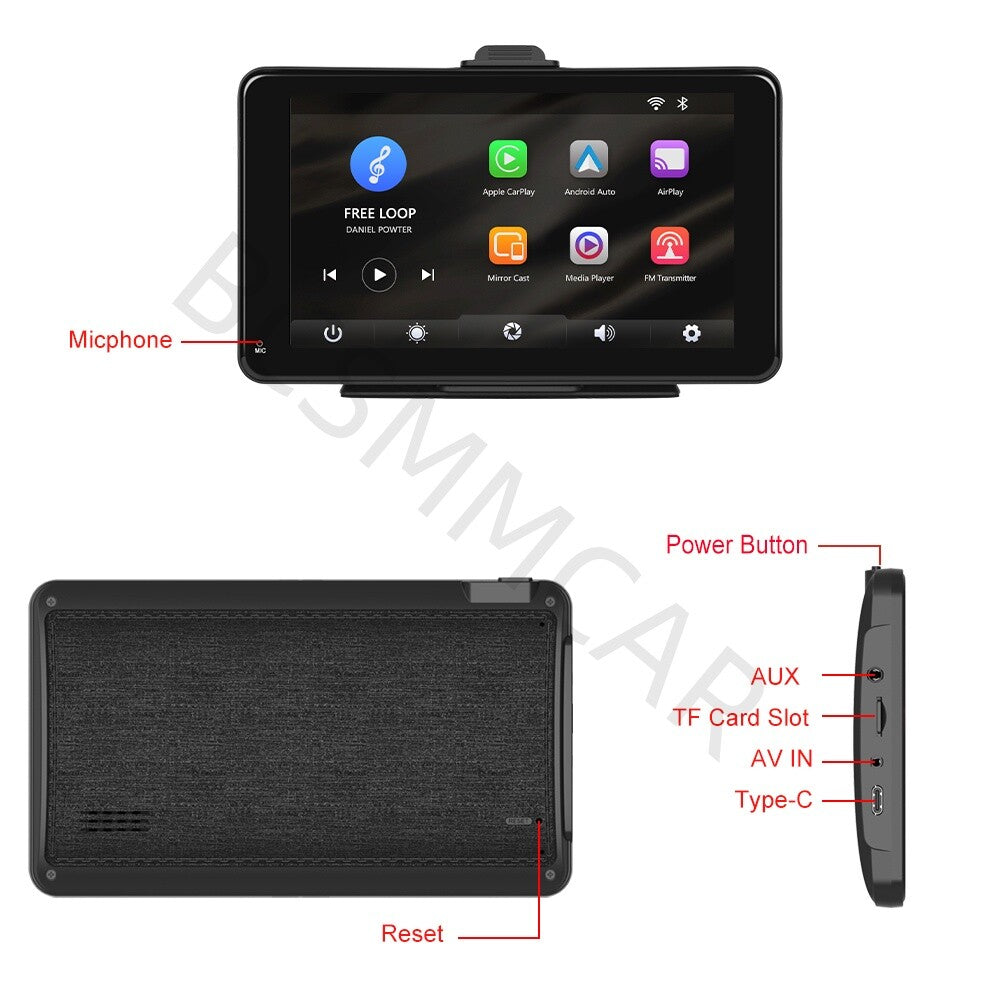 For Android Auto Apple CarPlay Touch Screen 7in Car Stereo Radio Bluetooth FM