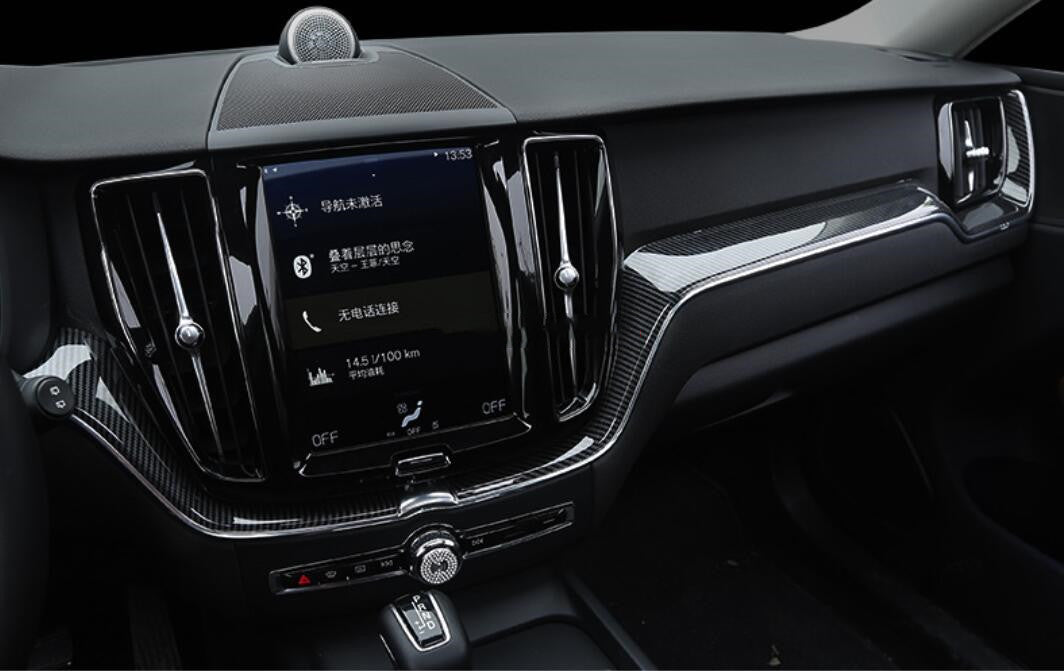 for Volvo XC60 2018-2021 Carbon Fiber ABS Center Console Cover Strip Trim Set 3x
