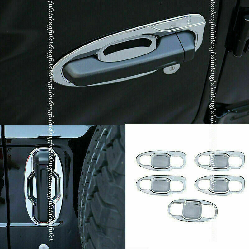 10Pcs Chrome Exterior Door Handle Bowl Cover Trim for Jeep for Wrangler JL 2018-2021