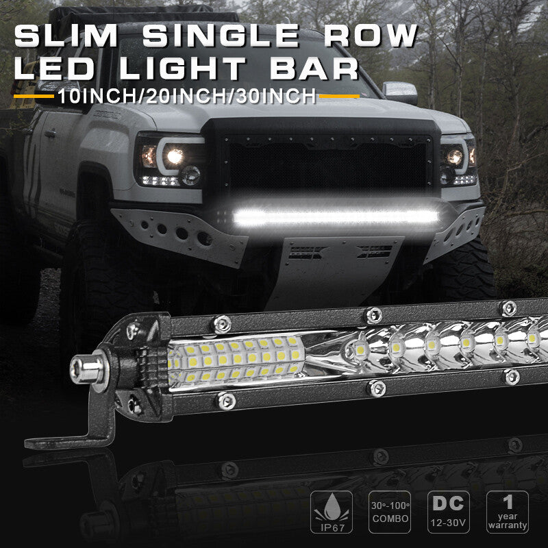 10inch Ultra Slim LED Work Light Bar Spot Flood Combo Fog Offroad Driving SUV