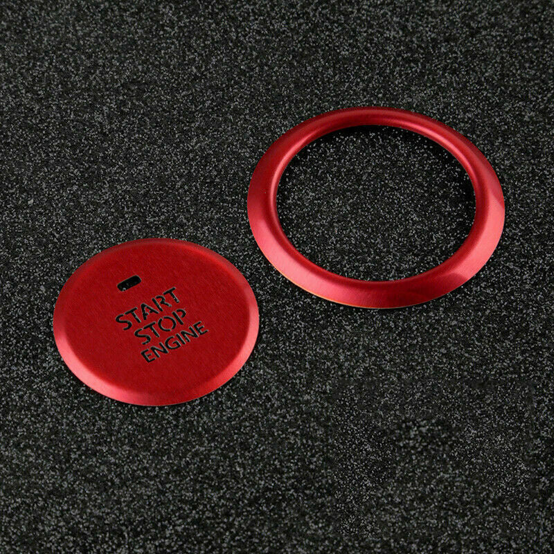 Red Interior Engine Start Push Button Cover&Ring Trim 2pc for Mazda 3 2019-2022