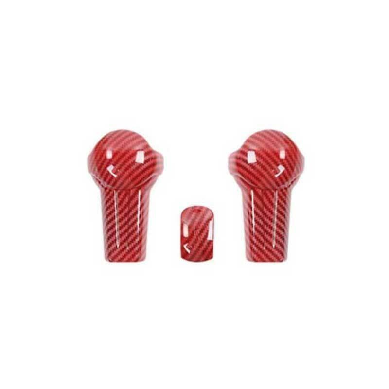 for Ford for Mustang 2015-2022 Red Carbon Fiber Gear Shift Knob Shifter Lever 3PCS