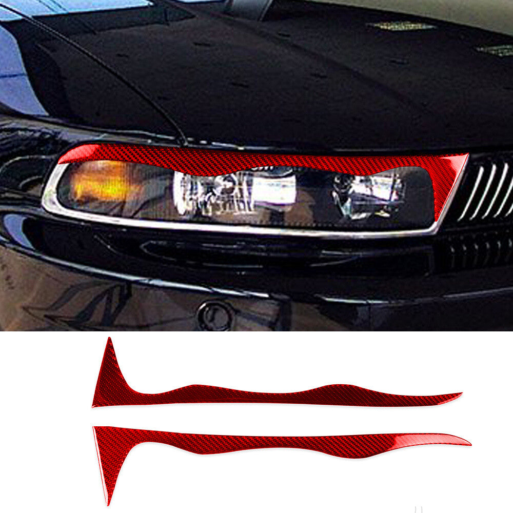 Red Carbon Fiber Headlight Eyelids Eyebrow Cover for Mitsubishi Galant 1997-2002