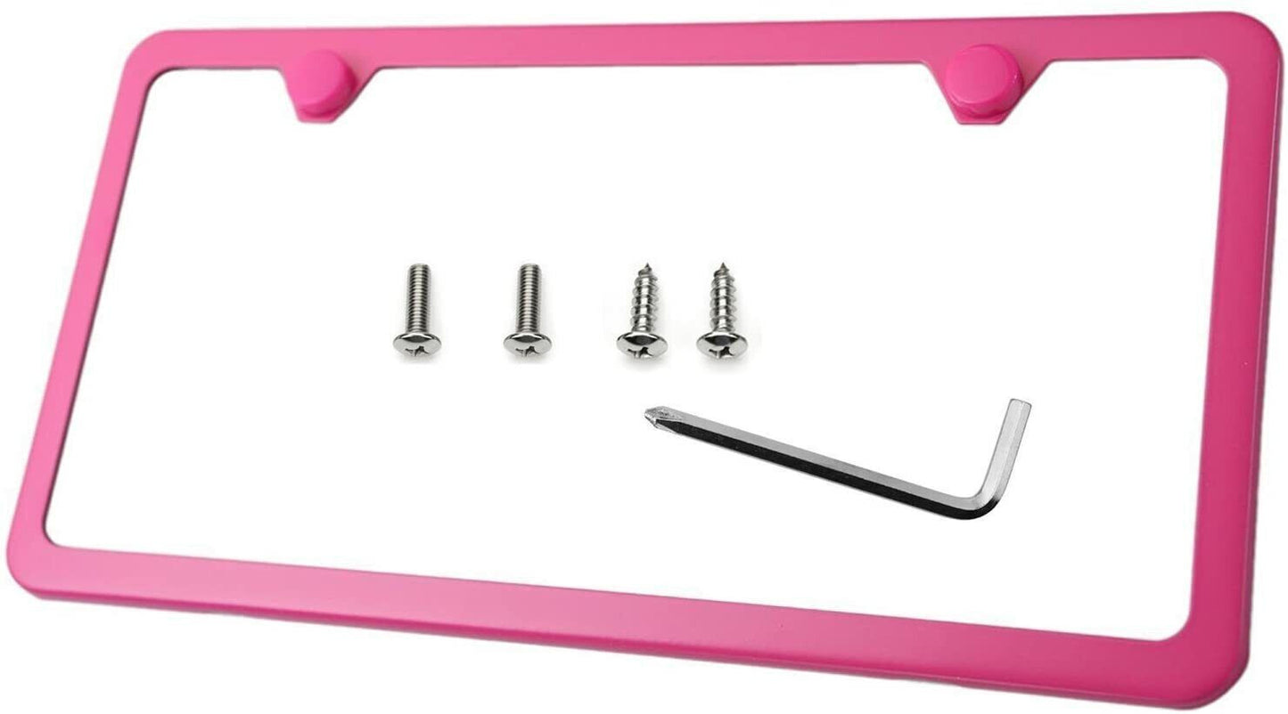 Car license plate frame cover cap rear trunk hot pink for Chevrolet