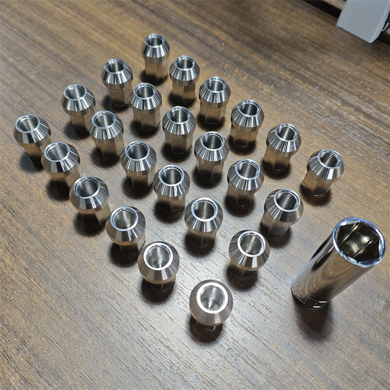 24pcs M141.5 Stainless Steel Wheel Nuts Lug Nuts Hex 19mm Length 35mm Universal