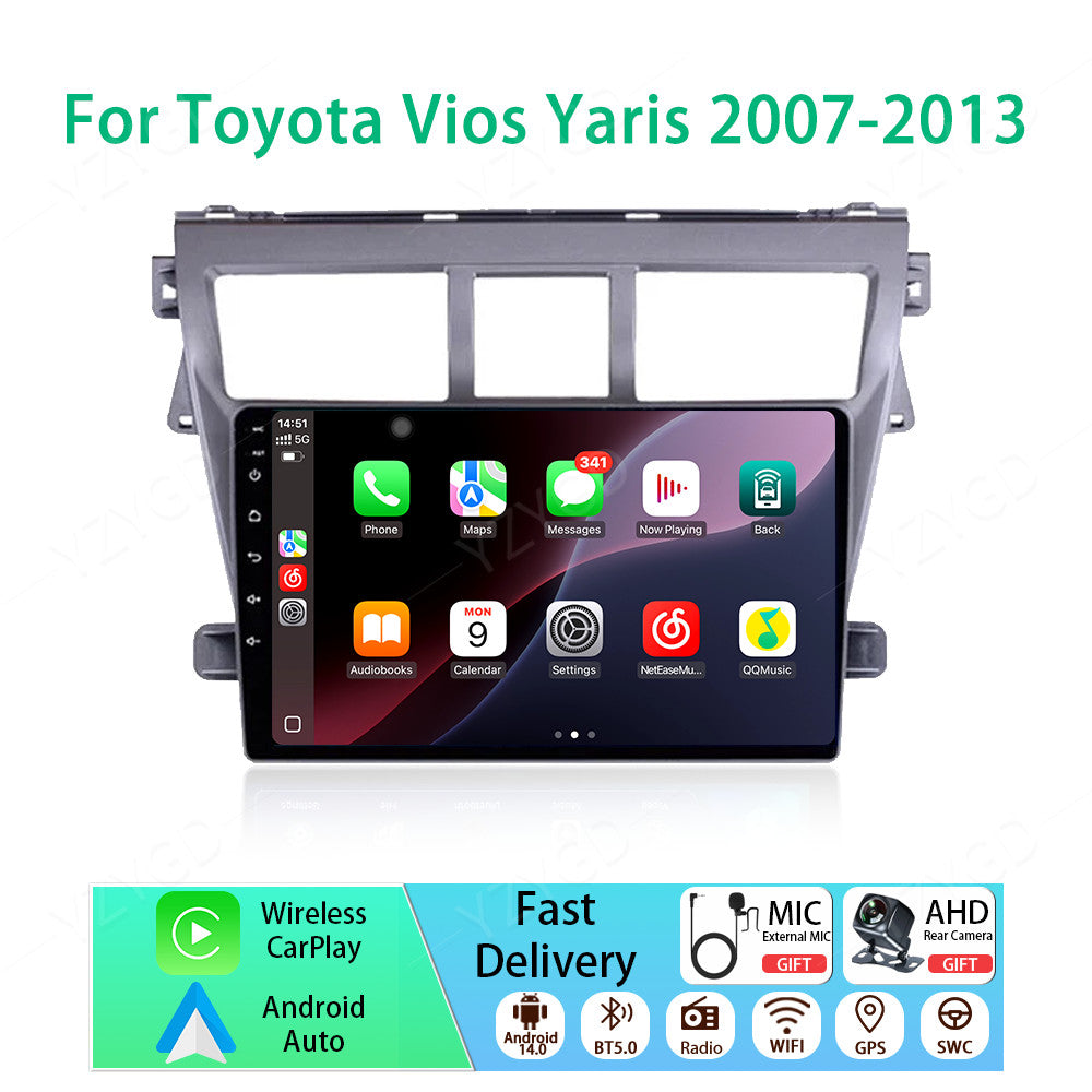 for Toyota Vios Yaris 2007-2013 CarPlay Car Stereo Radio GPS Multimedia Screen