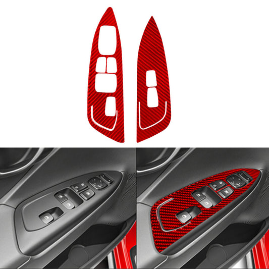 2X Red Carbon Fiber Front Door Control Cover for Hyundai for Veloster JS 2019-2022